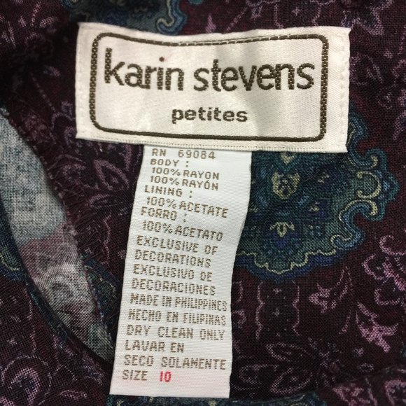 Vintage Karin Stevens Petites Sz 10 2-Pc Midi Dress & Long-Sleeve Top 100% Rayon - Picture 6 of 12